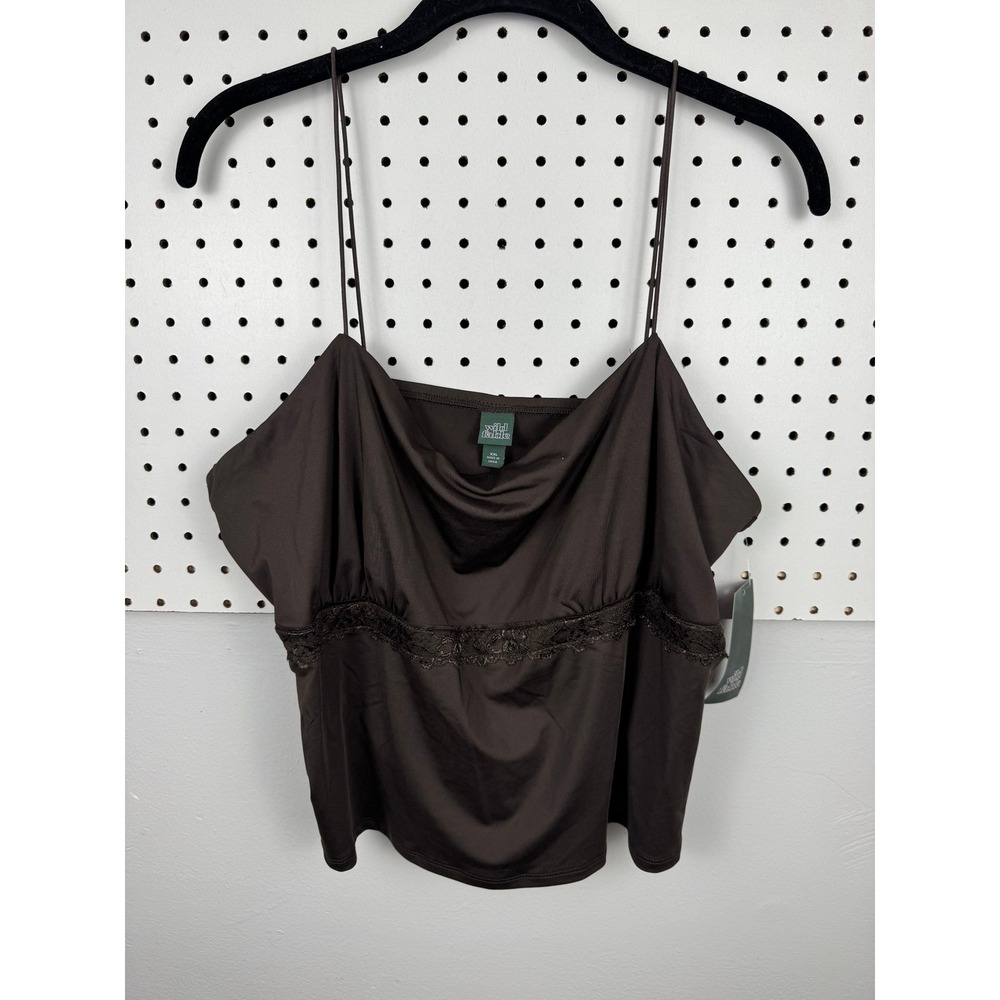 Wild Fable Espresso Brown Cowl Neck Lace Trim Cami Top XXL NWT